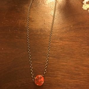 Swavorski stone necklace. Coral pink/ orange